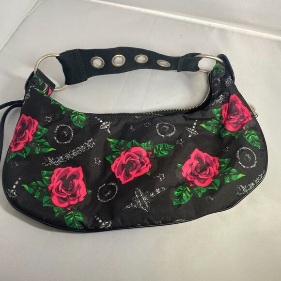 Betsey Johnson Y2K Black Tattoo Flowers Flash  Betseyville Bag - Picture 2 of 4